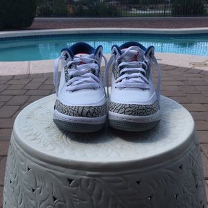 Jordan 3’s White and True Blue Varsity Red